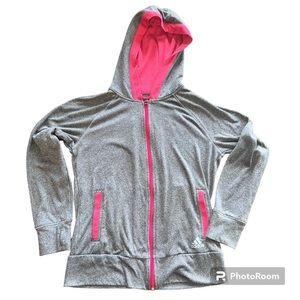 Adidas hoodie size small zip up grey & Pink adidas sweatshirt Athletic Sweater